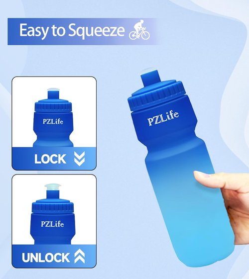 Bike Water Bottle - 24oz BPA-Free Cycling Squeeze Bottle with Leak-Proof Lid | Ideal for Outdoor Sports