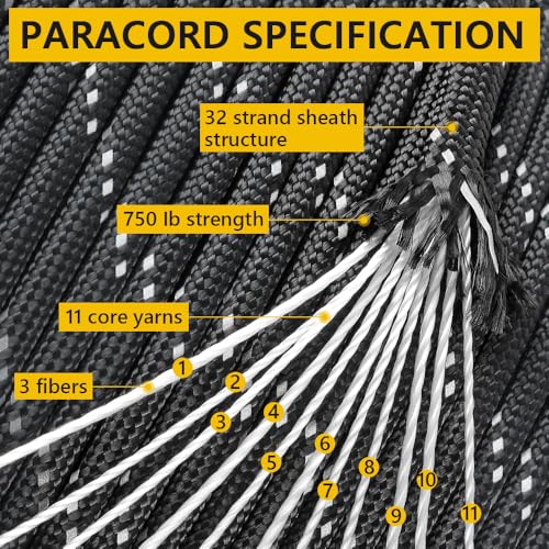 Aystkniet Reflective Paracord Rope Fluorescent Green 1000FT - Heavy Duty Survival Cord