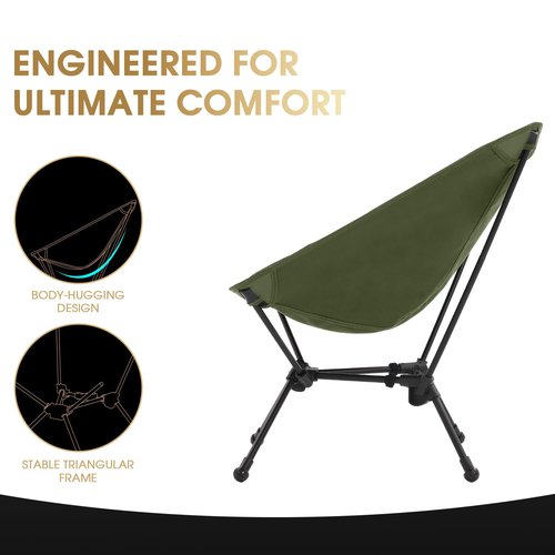 MOON LENCE Portable Camping Chair, Lightweight Folding Backpacking Hiking Chair, Plus Size Compact Yet, Support 330 lbs (Green)