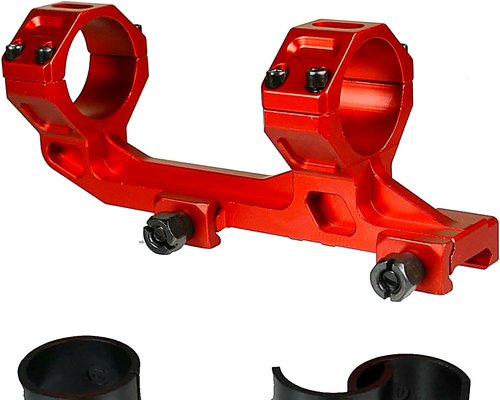 360 Tactical Adjustable One Piece Scope Ring 30mm/1 Inch A/R-15 Up to 1.65" Offset Cantilever Ring Mount. Alumium Finished in Red w/Spacers