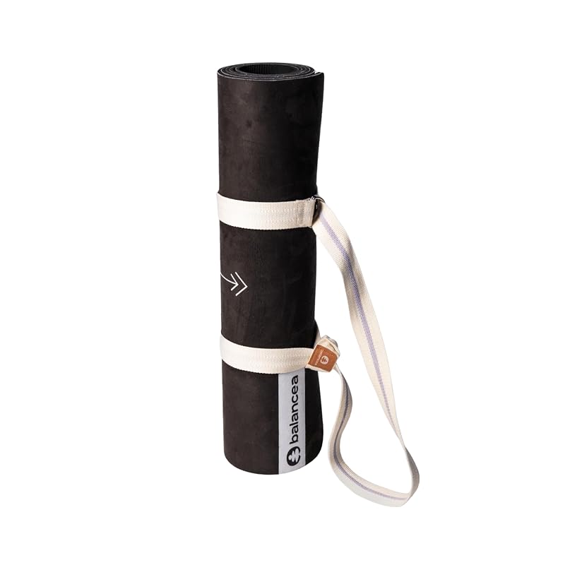 Balancea 5mm Yoga Mat with Strap - Non-Slip Suede Top, Eco-Friendly TPE Base, 72 x 24 in (Black)