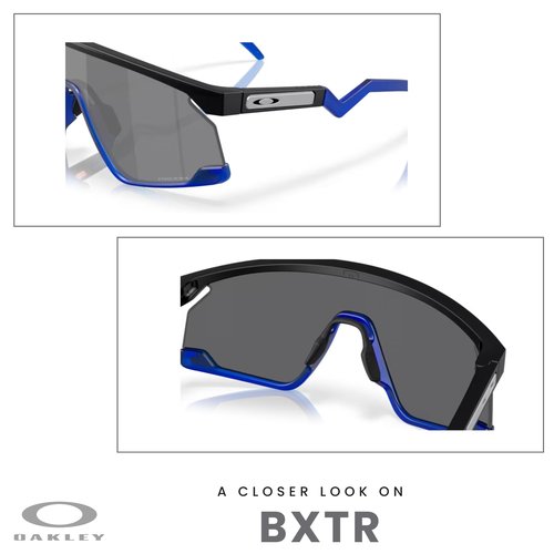 Oakley BXTR OO9280 928015 39MM Matte Black/Prizm Black Shield Sunglasses for Men for Women+ Bundle Accessory Leash Kit, Microfiber Pouch
