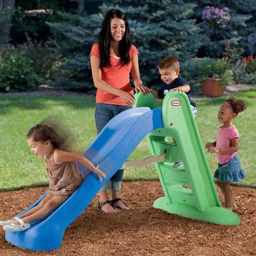 Little Tikes Easy Store Large Slide - Fun Outdoor Play Equipment for Kids | Blue/Green