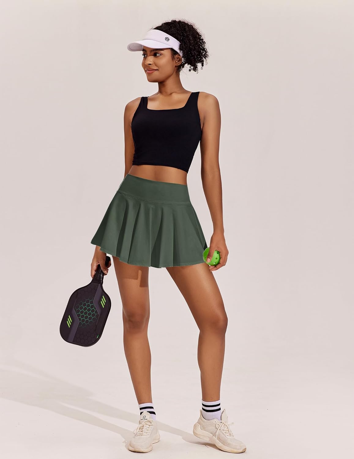 PINSPARK Women's Tennis Skirt - Pleated High Waisted Golf Skort with Pockets for Active Workouts