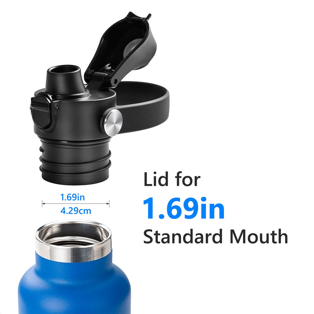 XACIOA Flip Lid for Hydroflask Standard Mouth, Replacement for Hydro Flask Lid, Spout Cap for Narrow Mouth Water Bottle for Simple Modern Iron Flask Accessories, BPA Free, Black