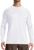 LOOGU Men's Rash Guard - UPF 50+ UV Sun Protection Lightweight Long Sleeve Shirt for Outdoor Activities | White