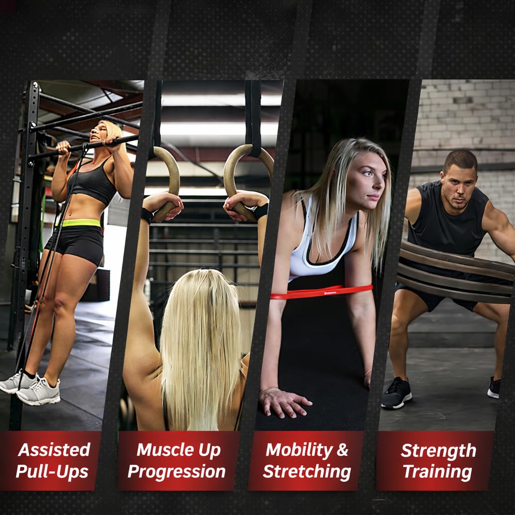 WODFitters Pull-Up Assistance Bands – Premium Resistance Loop Bands for Assisted Pull Ups, Muscle Ups, Strength Training & Mobility – Durable 4 Band Set for Functional Fitness