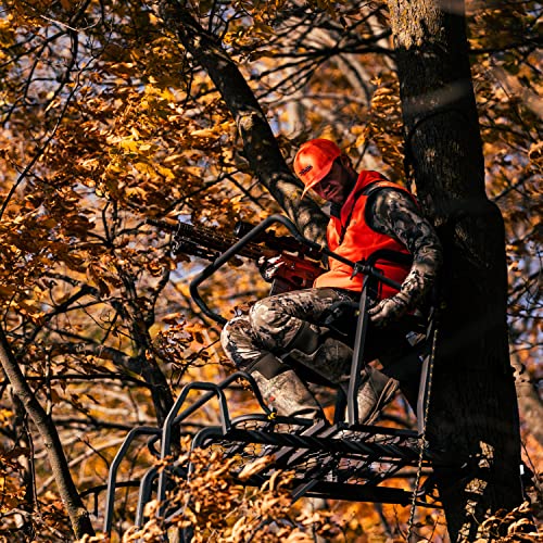 Ground-Level Ratcheting Tree Stand with Wide Mesh Seat - Hunting & Shooting Equipment