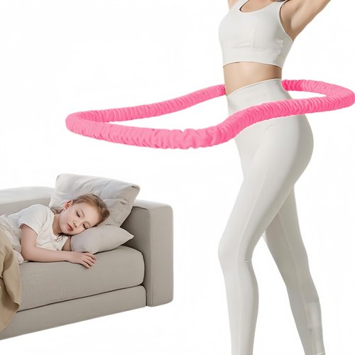 3.2lbs Soft Spring Weighted Hoop for Adults, Portable Core Workout Fitness Hoop, Quiet & Pinch-Proof Design for Effective Exercise (Light Pink)