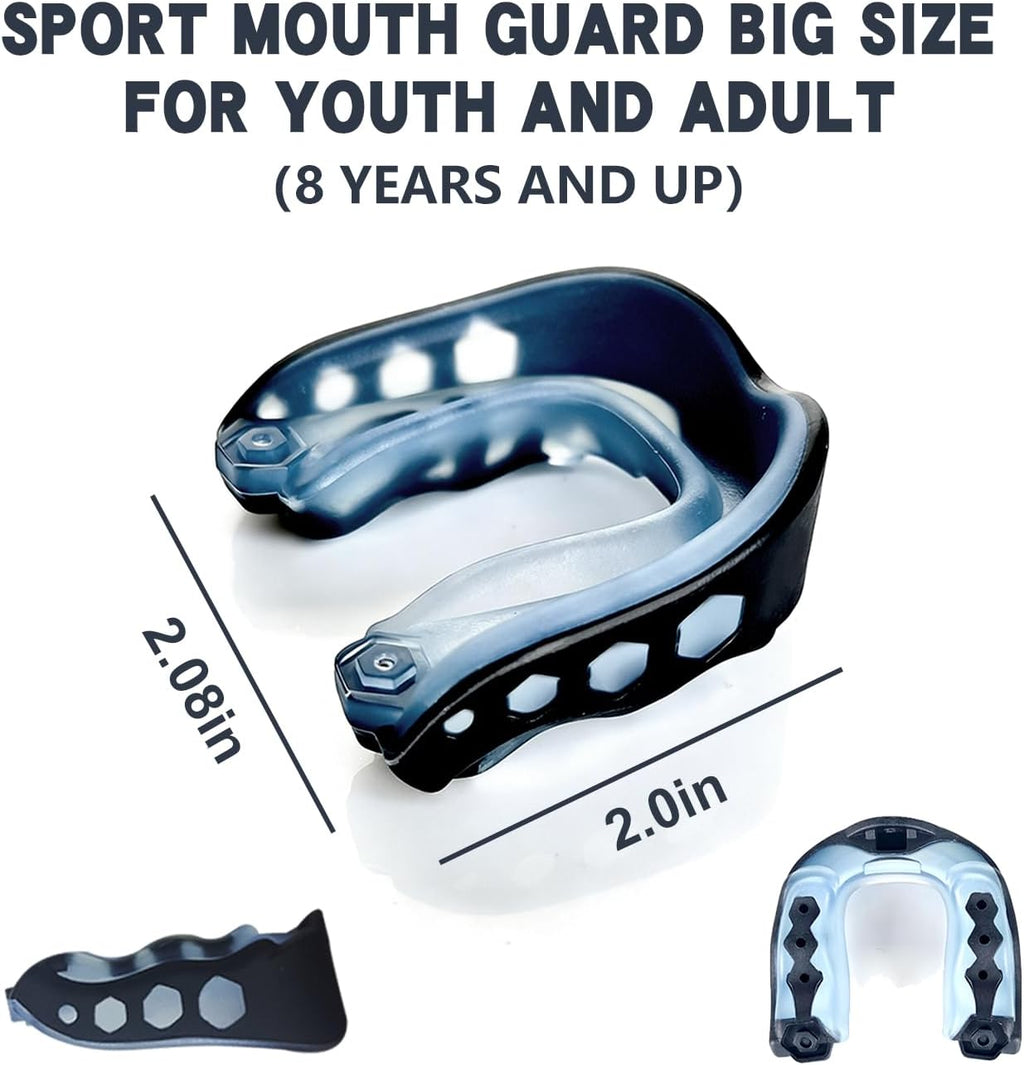 Skiennix Youth Football Mouth Guard - 2 Pack with Strap & Case | Ideal for Sports & MMA, Youth Size