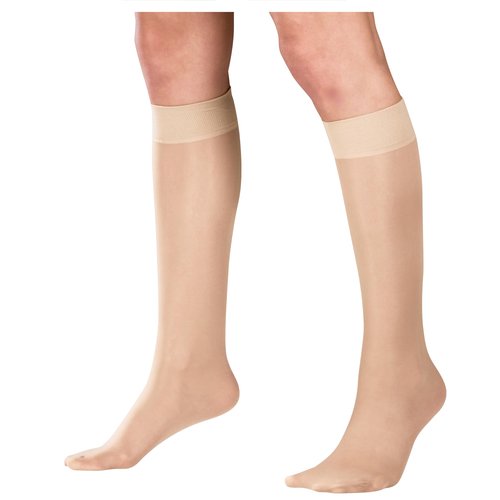Truform Sheer Compression Stockings, 8-15 mmHg, Women's Knee High Length, 20 Denier, Nude, Large
