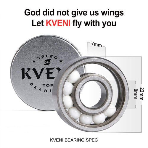 KVENI Ceramic Skateboard Bearings, Premium 608rs Ball Bearing - Pro Longboard Bearings for Quad Skate, Inline Roller Blades, Scooters, Spinners,ABEC, 8 Pack (Blue_1)