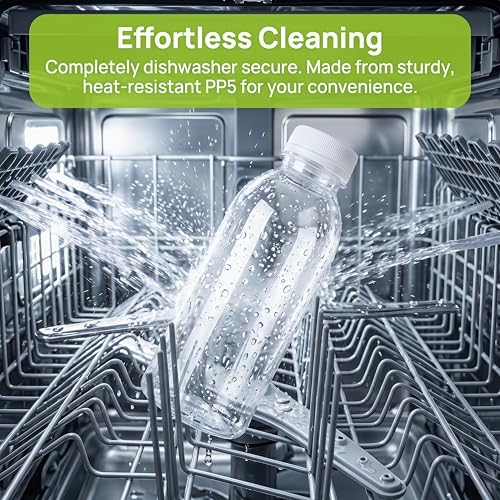 EONJOE 12-Pack 12oz BPA-Free Plastic Water Bottles for Juice & Milk - Dishwasher Safe