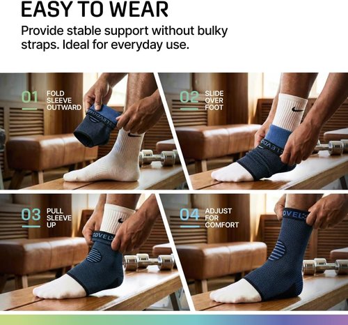 Modvel Ankle Brace - Compression Sleeve for Sprains & Tendonitis Relief | Unisex Support for Running, Basketball, Soccer
