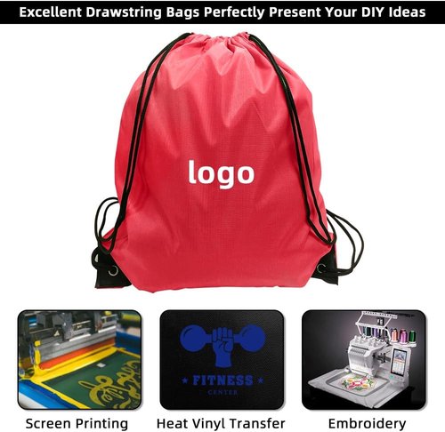 GoodtoU Drawstring Backpack - Durable Nylon Cinch Sack Gym Bag for Sports & Travel | 20-Pack, Cherry