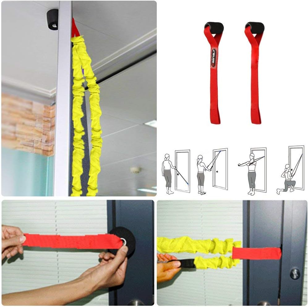 Supalak Resistance Bands Set - 15 Pieces of Durable Elastic Bands (20lbs to 40lbs) with Anti-Snap Sleeves