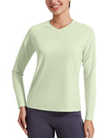 Pioneer Camp Womens UV Sun Shirt Long Sleeve Shirts for Women V Neck UPF50+ Workout Tops Quick Dry Rash Guard Hiking Shirt Pea Green