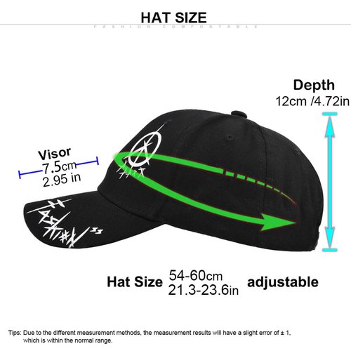 Unisex Black & White Baseball Cap-Hip Hop, Gothic, Punk Rock Streetwear Snapback Hat-Adjustable Funny Hat (Black with Rings)