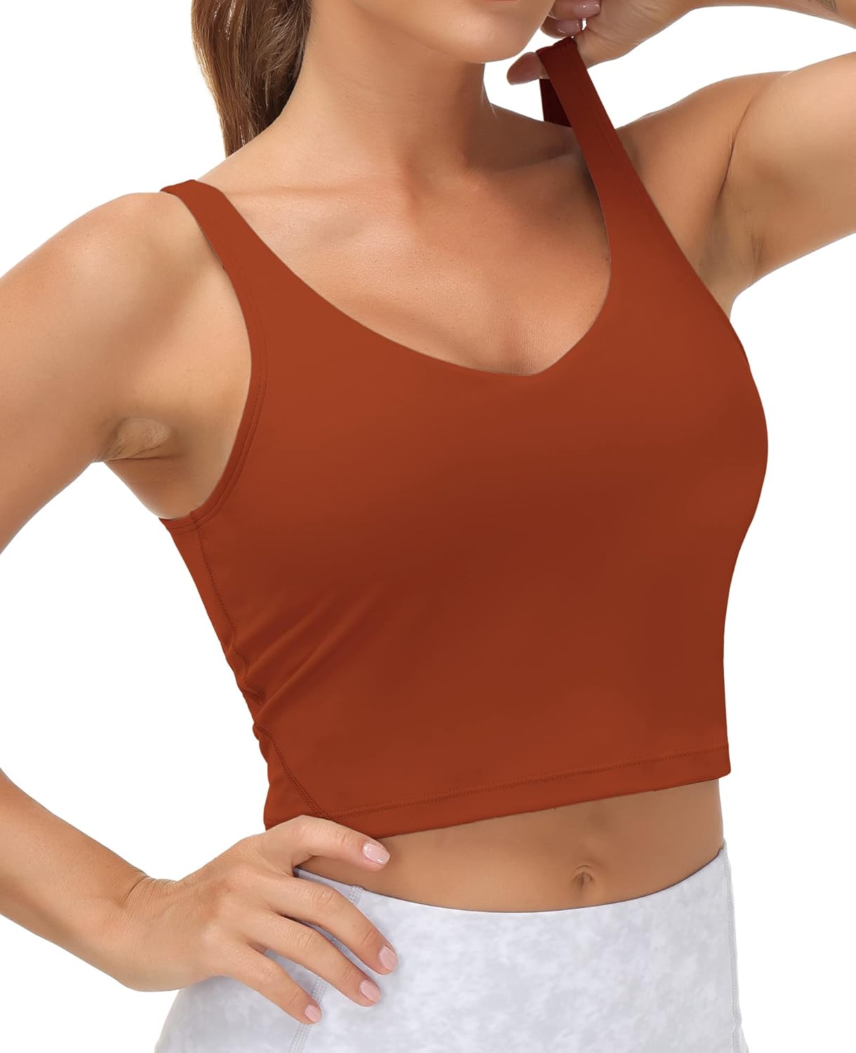 The Gym People Women's Sports Bra - Longline Wirefree Padded Design for Medium Support
