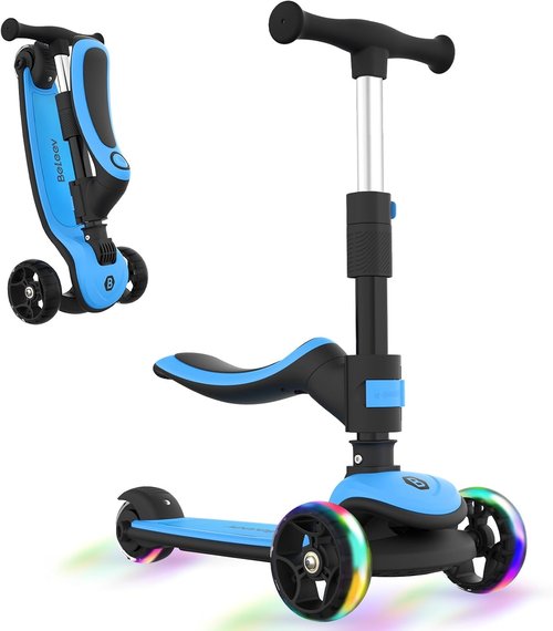 BELEEV A8 Kids Scooter - 3-Wheel Folding Design with LED Light-Up Wheels | Adjustable Height for Ages 3-12