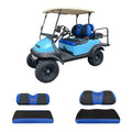 10L0L Golf Cart Front and Rear Seat Cover Set for Club Car DS/Precedent/Onward/Tempo & Yamaha G29 /Drive 2,Stylish 4 Passenger Front Back Seat Covers,Breathable Washable Polyester Mesh (Black/Blue)