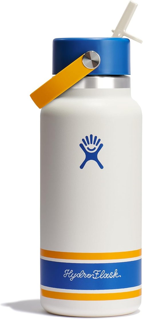 Hydro Flask Water Bottle - Insulated Stainless Steel - 32 Oz Wide Mouth with Flex Straw Lid | Campus Ivory