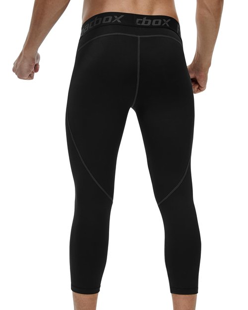 Roadbox Mens 3/4 Compression Pants, Athletic Running Legging Tights, Spandex Base Layer Workout Baseketball Gym