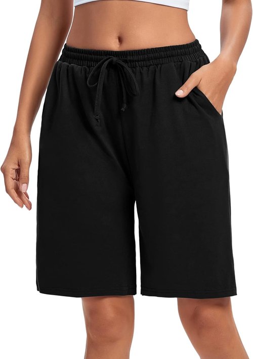 ASIMOON Women's Bermuda Shorts - Casual Athletic Lounge Shorts with Pockets | Loose Fit, Comfortable Design