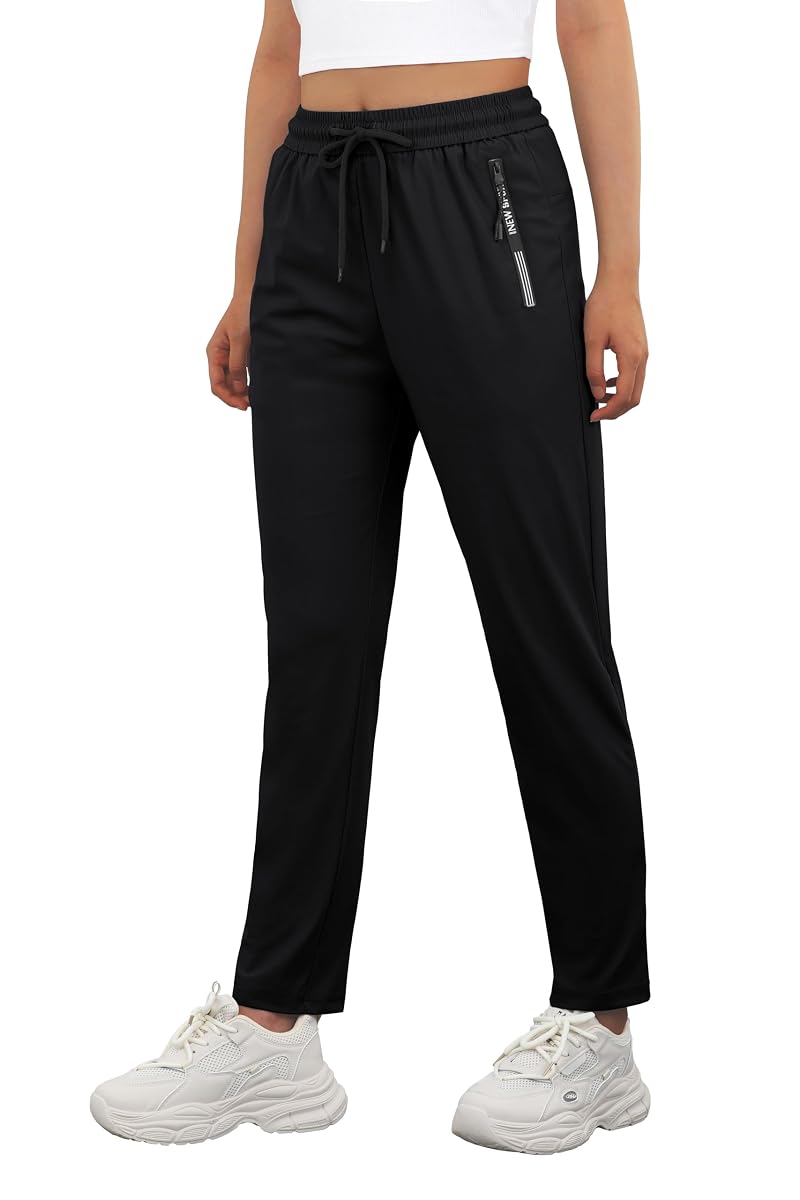 IWOLLENCE Women's Active Stretch Pants Quick Dry - Black, Large