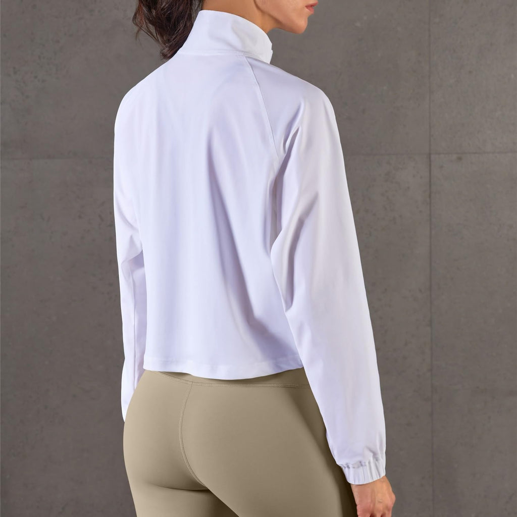 Skiennix Women's Lightweight Cropped Running Jacket - UPF 50+ Sun Protection, Long Sleeve, Athletic Fit