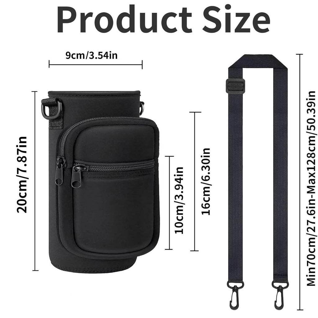 Water Bottle Holder with Strap, 32/40 oz Insulated Water Bottle Sling Bag Crossbody, Water Bottle Carrier Bag with Phone Pocket and Small Pocket for Walking Hiking Camping Fishing(3.34"W * 7.87"H)