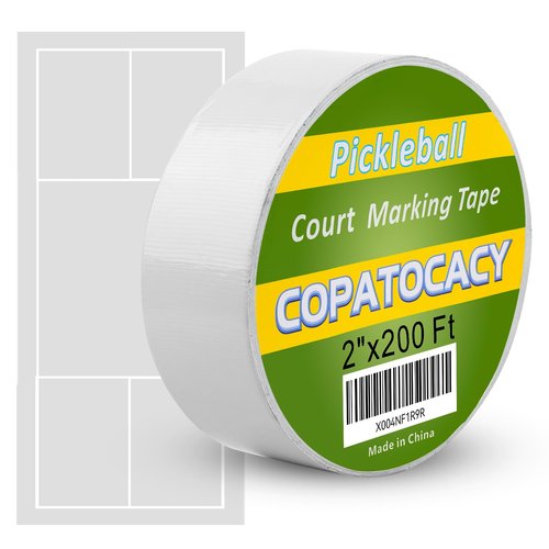 Pickleball Court Tape - 2" x 200 ft, Outdoor Pickleball Marking Kit, White Tape for Temporary Court Lines - No Residue Easy to Apply & Remove - Perfect for Pickleball Court, Gym, Driveway, Backyard