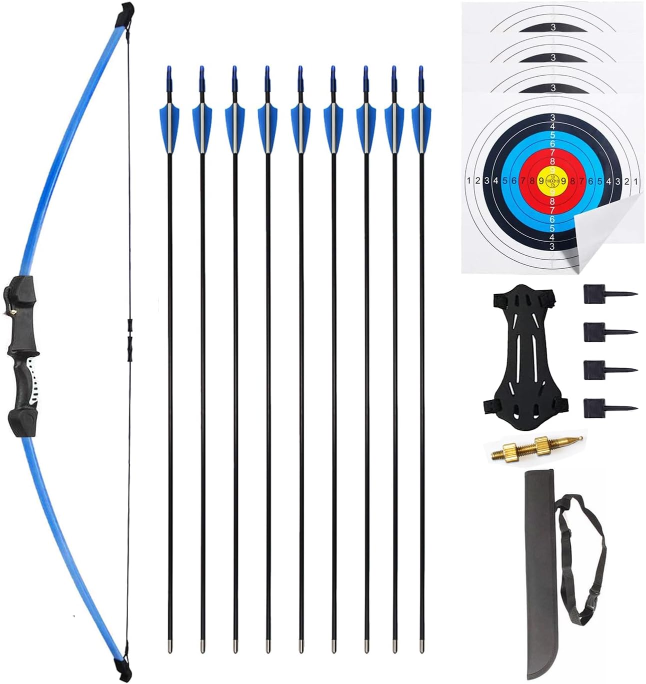Skiennix 45" Youth Bow and Arrows Set - Beginner Recurve Archery Kit for Kids 8-12 | 9 Arrows & 4 Targets