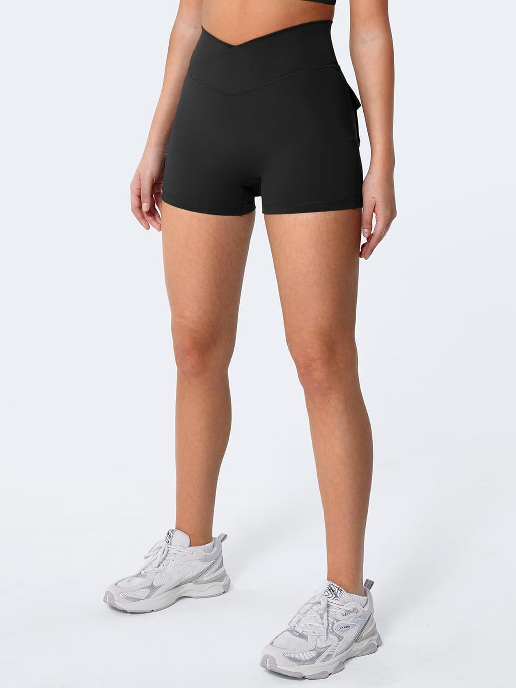 YEOREO CoreFlex Scrunch Workout Shorts - High Waisted Biker Shorts with Pockets for Women