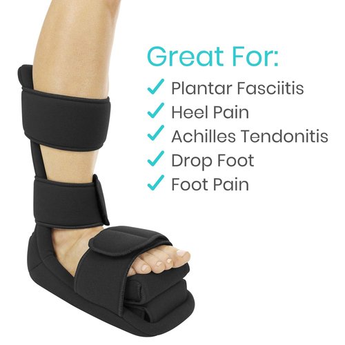 Vive Plantar Fasciitis Night Splint Plus Trigger Point Stretch Wedges - Soft Leg Brace Support, Orthopedic Sleeping Immobilizer Stretch Boot (Large: Men's: 8.5-11, Women's: 10-12)