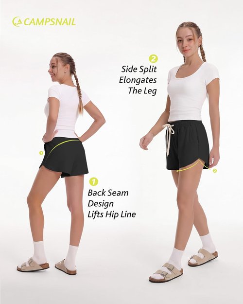 Campsnail Sweat Shorts for Women - Comfy High-Waisted Athletic Shorts for Running & Gym | Black
