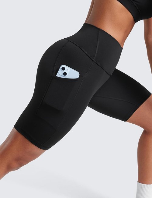 CRZ YOGA Butterluxe Biker Shorts - High Waisted, Buttery Soft with Pockets, 8" Length for Women