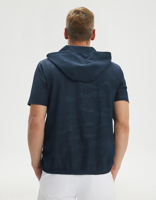 M MAELREG Short Sleeve Hoodie - Lightweight, Water-Resistant with Pocket | Stylish Embossed Pattern