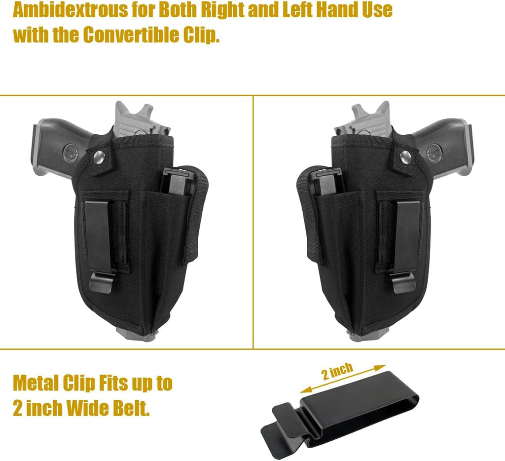 Skiennix Concealed Carry Gun Holster - IWB/OWB for Handgun with Laser Light | Ambidextrous Design