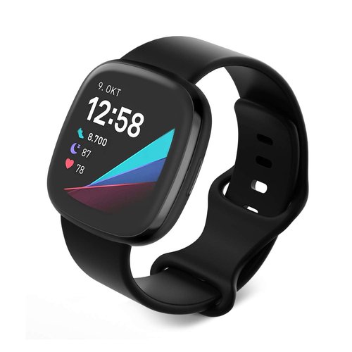Acrbiutu Silicone Slim Bands Compatible with Versa 2/Versa/Versa Lite/Versa SE, Narrow Thin Sport Wristbands with Metal Buckle for Women Men