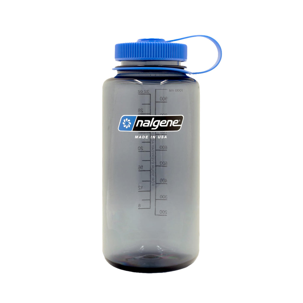 Nalgene Sustain Tritan BPA-Free Water Bottle Made with Material Derived from 50% Plastic Waste, 32 OZ, Wide Mouth,Smoke Grey