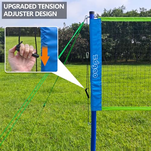 Zdgao Outdoor Badminton Set with 20FT Net and 4 Rackets - Blue & Green