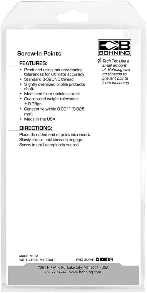 Bohning Screw-In Bullet Point - Precision Archery Accessory for Enhanced Accuracy