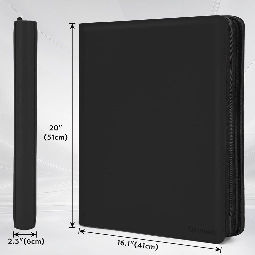Skiennix Toploader Binder - 16 Pocket Card Holder for 3" x 4" Rigid Cards | Holds 640 Top Loaders (Black)
