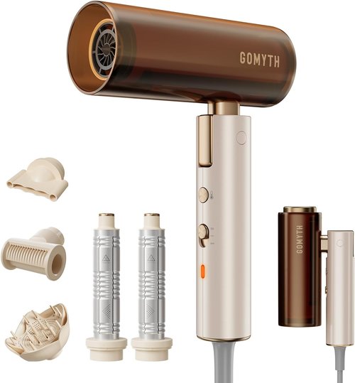 GOMYTH Dual Voltage Hair Dryer | 5-in-1 Air Styler with High-Speed Blow Dryer & Travel Bag - Compact & Safe