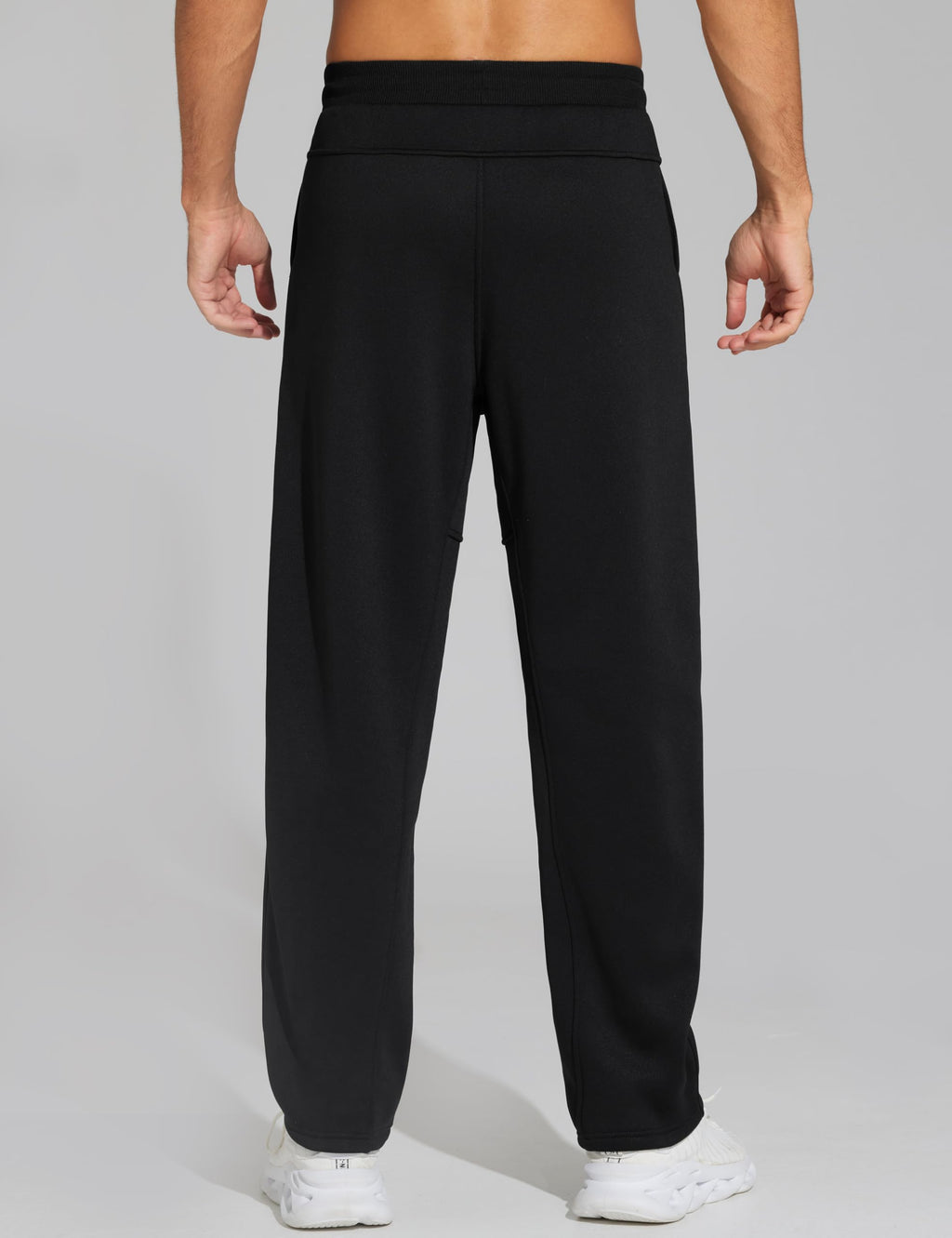 THE GYM PEOPLE Men's Baggy Sweatpants Fleece Drawstring Straight Leg Open Bottom Workout Pants with Pockets Black