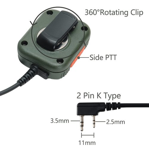 BAOFENG AR-152 Tactical Speaker Mic Shoulder Microphone Volume Adjustable Military Grade Handheld Speaker UV-5R UV-82 BF-888S RETEVIS TYT Pxton BTECH Kenwood Radios