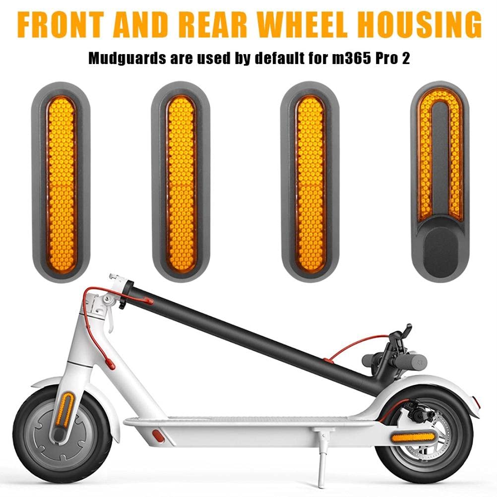 spier Set of 4 Scooter Replacement Parts Scooter Side Covers with Rear Reflector Made of Plastic, Reflective Rear Wheel Covers Compatible with Xiaomi M365 /Pro/Pro 2/1S/Scooter 3 Electric Scooter