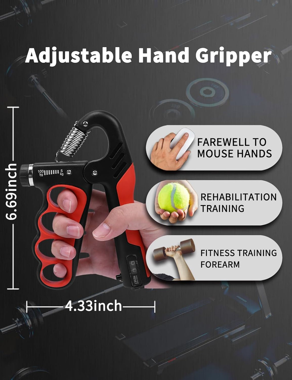 ProGrip Strength Trainer - Auto-Count Hand Strengthener Kit | Adjustable 11-220 LBS for Home Gym & Recovery