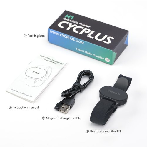CYCPLUS Heart Rate Monitor Armband,Bluetooth 5.1 ANT+ HR Monitor with HR Zone LED Indicator, IP67 Waterproof, Use for Running Cycling Gym and Other Sports (2025 Upgraded Model)